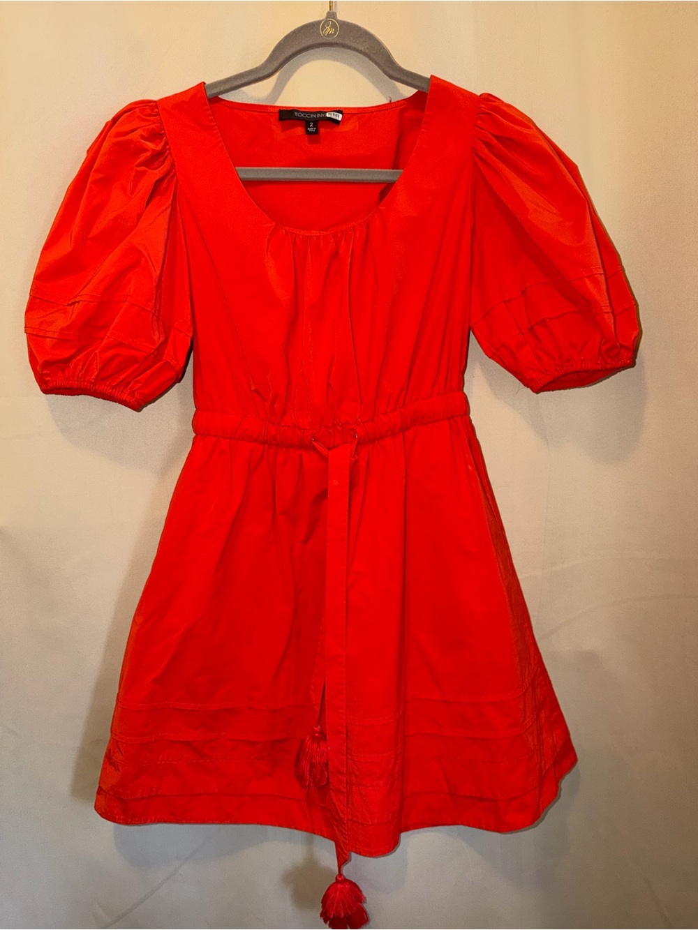 Tocca Vibrant Red Puff-Sleeve Mini Dress